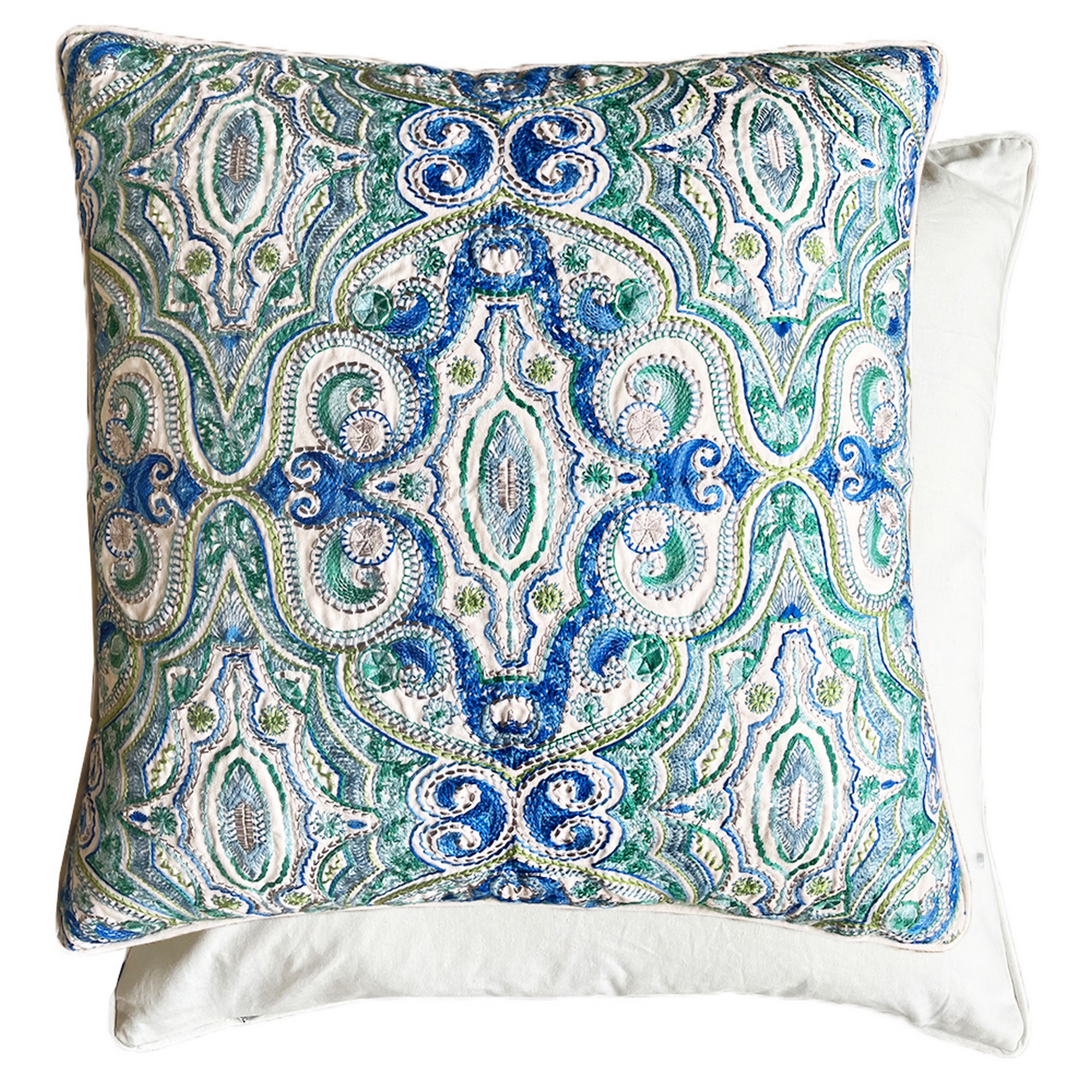 Kalan Embroidered Cushion By William Yeoward In Ocean Blue